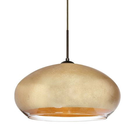 Besa Lighting Brio 14 Cord Pendant, Gold Foil, Bronze Finish, 1x9W LED 1JT-4345GF-LED-BR